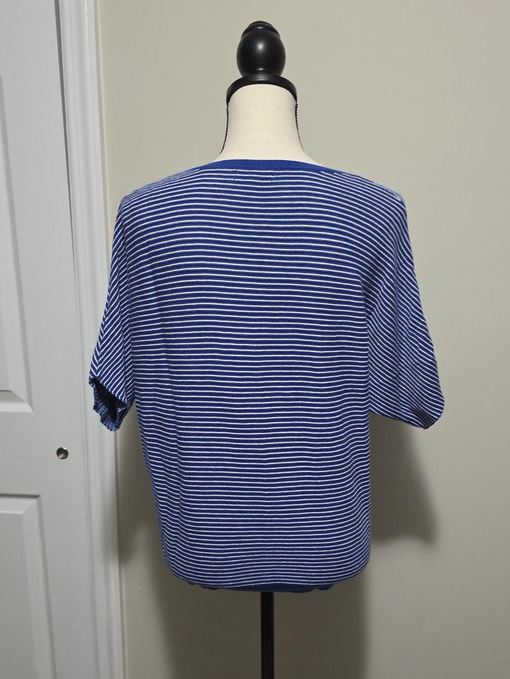 Quince Lightweight Cotton Cashmere Link-Stitch Dolman Sweater Mini Stripe XS - Picture 5 of 7